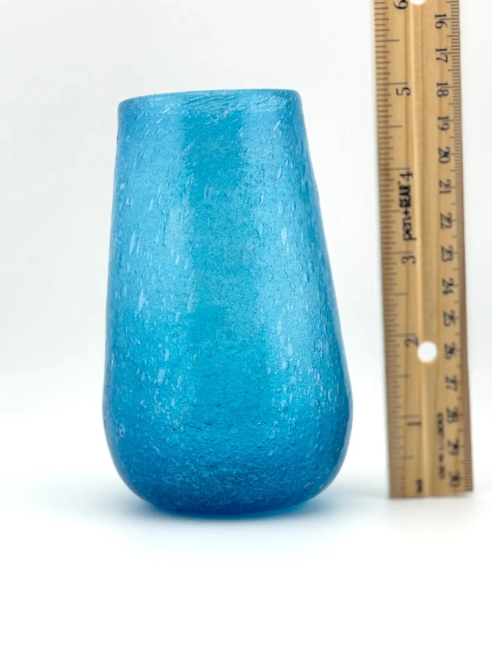 MCM Handblown Crackle Glass Roly Poly Set Of 8 Tumblers/Cocktail Glasses